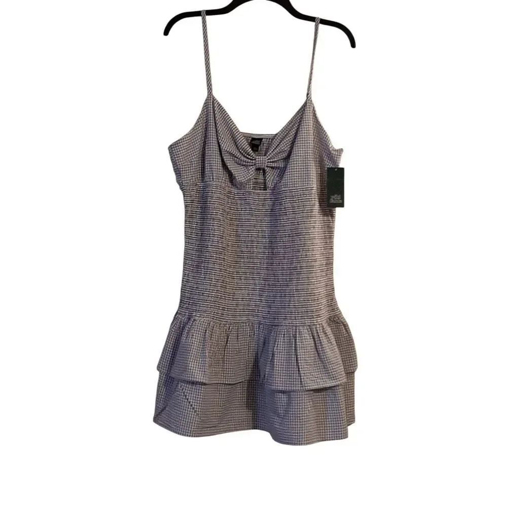 Wild Fable Game Day Womens Ruffled Gingham XXL Grey/White Dress Retail 30.00